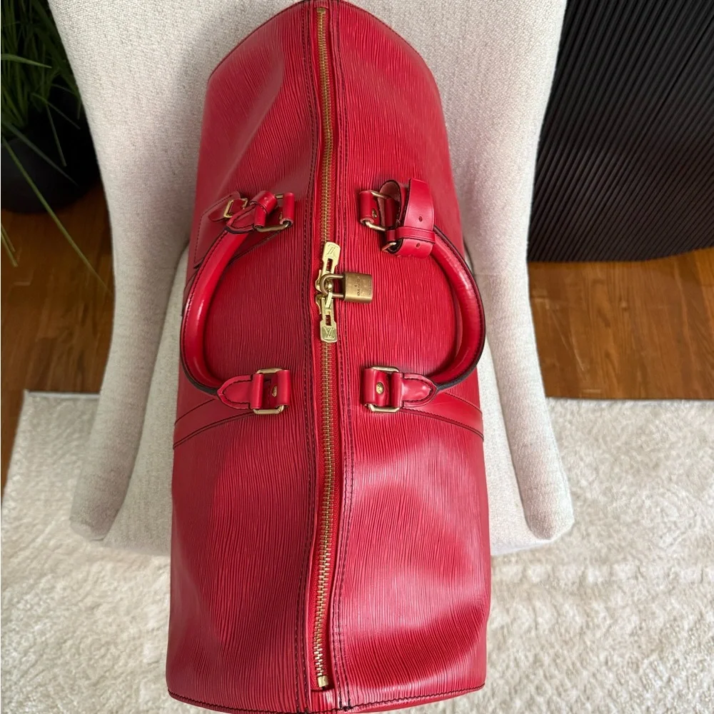 Authentic Louis Vuitton unisex Keepall 50 travel bag red Epi leather - Picture 12 of 16